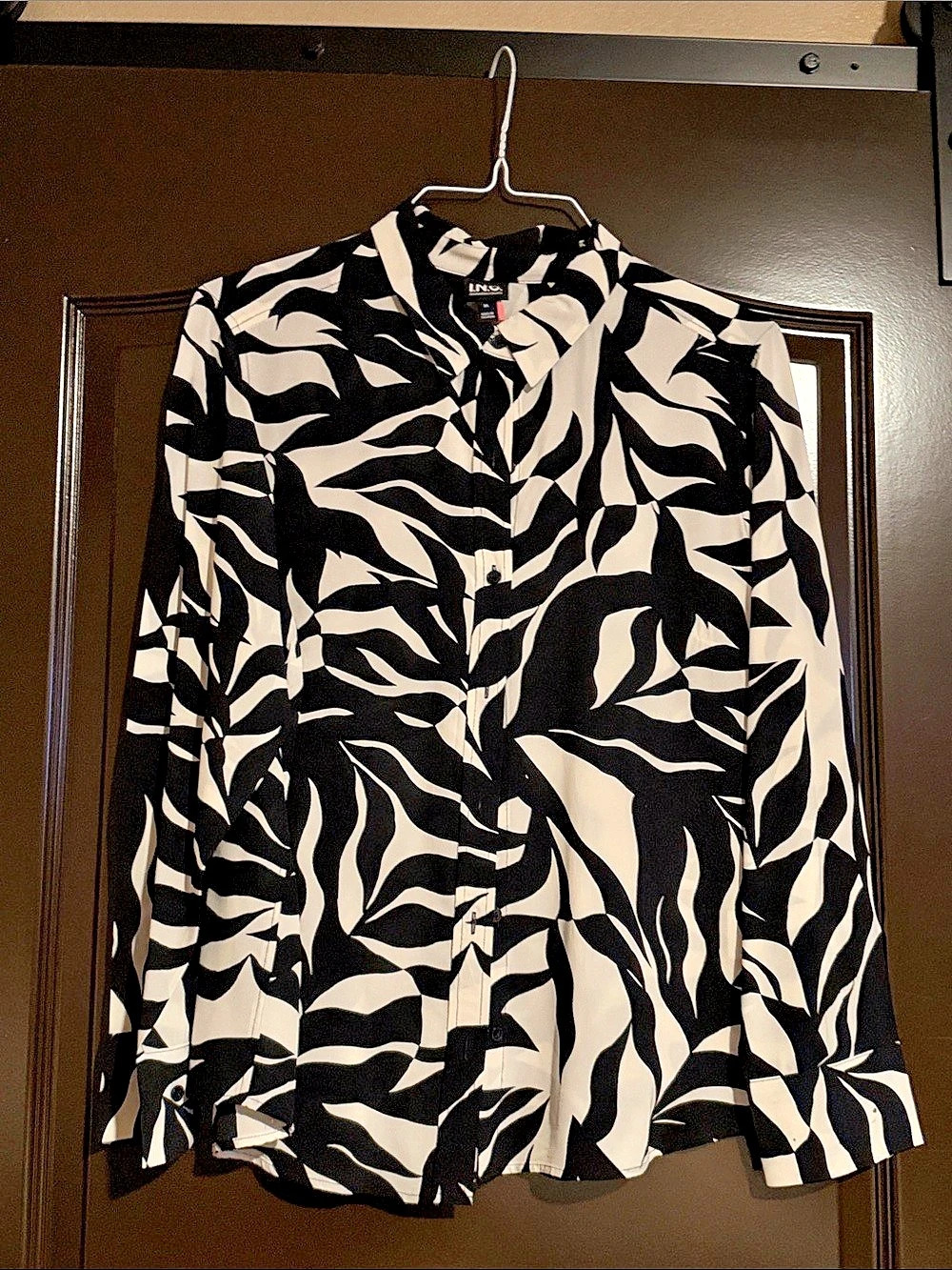 INC International Concepts Abstract Button Down in Black & White XL Like New